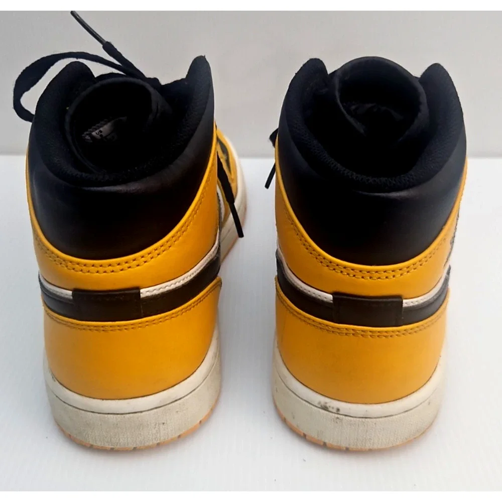 Nike Air Jordan 1 Mid Taxi Yellow Black White Mens Size 9 Sneakers